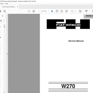 Fiat Hitachi Wheel Loader W270 Service Manual  - PDF DOWNLOAD
