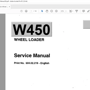 Fiat Hitachi Wheel Loader W450 Service Manual - PDF DOWNLOAD