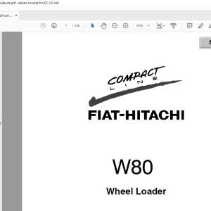 Fiat Hitachi Wheel Loader W80 TECHNICAL HANDBOOK MANUAL - PDF DOWNLOAD
