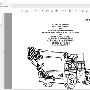 Grove Crane AP 308T WAREHOUSE CRANE 10,000 LB CAPACITY, M469 WHEELED DIESEL Parts Manual - PDF DOWNLOAD
