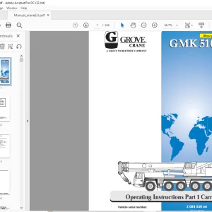 Grove Crane GMK 5100 Carrier & Superstructure Operating Instruction Manual 2084530 - PDF DOWNLOAD