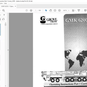 Grove Crane GMK 6200-1 Carrier & Superstructure Operating Instruction Manual - PDF DOWNLOAD