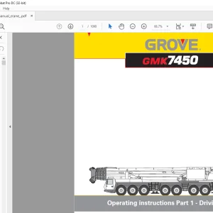 Grove Crane GMK 7450 Driving Operating Instruction Manual 2084734 - PDF DOWNLOAD