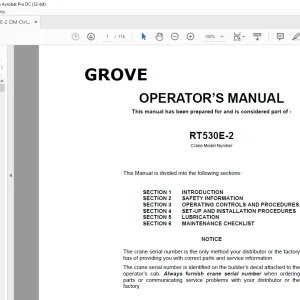 Grove Crane RT530E-2 Operator's Manual 105-10 - PDF DOWNLOAD