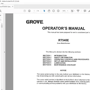 Grove Crane RT540E Operator's Manual 100-01 - PDF DOWNLOAD