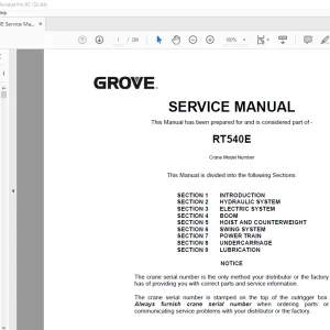 Grove Crane RT540E Service Manual 101-00 - PDF DOWNLOAD