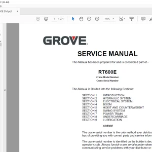 Grove Crane RT600E Service Manual 089-00 - PDF DOWNLOAD