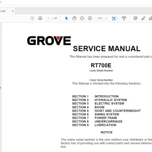 Grove Crane RT700E Service Manual 073-00 - PDF DOWNLOAD