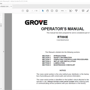 Grove Crane RT890E Operator's Manual 068-02 - PDF DOWNLOAD