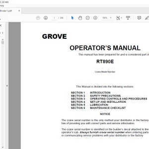 Grove Crane RT890E Operator's Manual 068-10 - PDF DOWNLOAD
