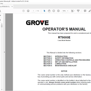 Grove Crane RT9000E Operator's Manual 076-00 - PDF DOWNLOAD