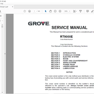Grove Crane RT9000E Service Manual 077-00 - PDF DOWNLOAD