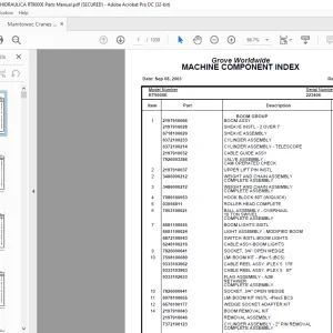 Grove Manitowoc Crane RT9000E Parts Catalog Manual SN 223406 - PDF DOWNLOAD