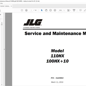 JLG 100HX 100HX+10 Service & Maintenance Manual 3120864 - PDF DOWNLOAD