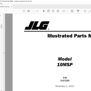 JLG 10MSP Illustrated Parts Manual 3121229 -  PDF DOWNLOAD