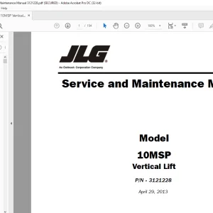 JLG 10MSP Vertical Lift Service & Maintenance Manual 3121228  - PDF DOWNLOAD