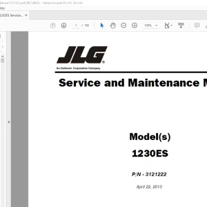 JLG 1230ES Service & Maintenance Manual 3121222 -  PDF DOWNLOAD