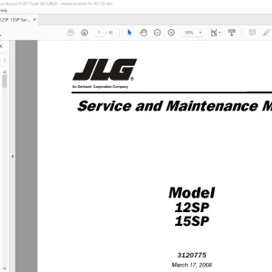 JLG 12SP 15SP Service & Maintenance Manual 3120775 - PDF DOWNLOAD