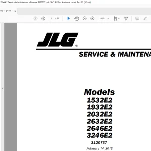 JLG 1532E2 1932E2 2032E2 2632E2 2646E2 3246E2 Service & Maintenance Manual 3120737  - PDF DOWNLOAD