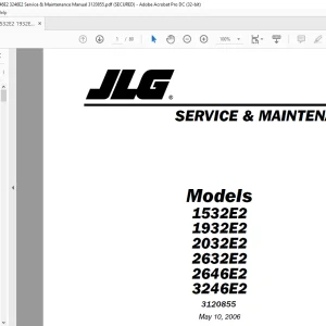 JLG 1532E2 1932E2 2032E2 2632E2 2646E2 3246E2 Service & Maintenance Manual 3120855  - PDF DOWNLOAD