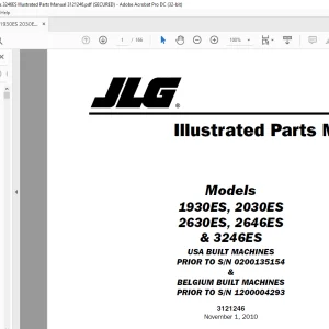 JLG 1930ES 2030ES 2630ES 2646ES & 3246ES Illustrated Parts Manual 3121246 - PDF DOWNLOAD