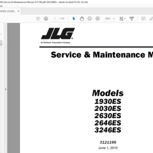 JLG 1930ES 2030ES 2630ES 2646ES 3246ES Service & Maintenance Manual 3121166 - PDF DOWNLOAD