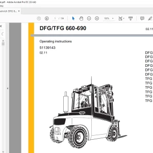 Jungheinrich DFG 660 DFG 670 DFG 680 DFG 690 DFG S80 DFG S90 TFG 660  TFG 670 TFG 680 TFG 690 TFG S80 TFG S90 Operating instructions Manual 51139143 - PDF DOWNLOAD