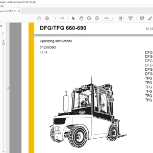 Jungheinrich DFG 660 DFG 670 DFG 680 DFG 690 DFG S80 DFG S90 TFG 660 TFG 670 TFG 680 TFG 690 TFG S80 TFG S90 Operating instructions Manual 51289390