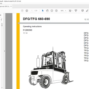 Jungheinrich DFG 660 DFG 670 DFG 680 DFG 690 DFG S80 DFG S90 TFG 660 TFG 670 TFG 680 TFG 690 TFG S80 TFG S90 Operating instructions Manual 51289390 - PDF
