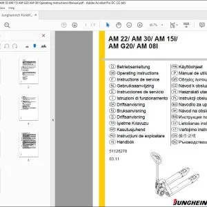 Jungheinrich Forklift AM 22 AM 30 AM 15I AM G20 AM 08I Operating Instructions Manual 51128278  - PDF DOWNLOAD