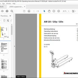 Jungheinrich Forklift AM I20 AM I20p AM I20x Operating instructions Manual 51128350 - PDF DOWNLOAD