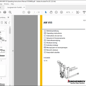 Jungheinrich Forklift AM V05 Operating instructions Manual 51034606  - PDF DOWNLOAD