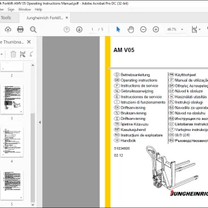 Jungheinrich Forklift AM V05 Operating instructions Manual 51034606  - PDF DOWNLOAD