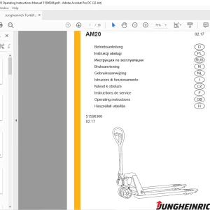 Jungheinrich Forklift AM20 Operating instructions Manual 51596366 - PDF DOWNLOAD