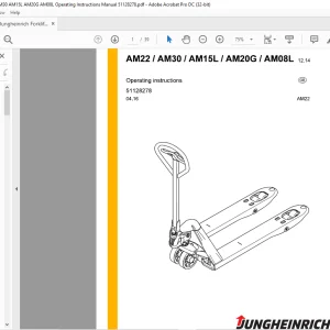 Jungheinrich Forklift AM22 AM30 AM15L AM20G AM08L Operating instructions Manual 51128278 -  PDF DOWNLOAD