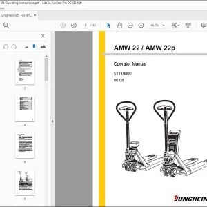 Jungheinrich Forklift AMW 22  AMW 22p Operating Instructions Manual 51119800  - PDF DOWNLOAD