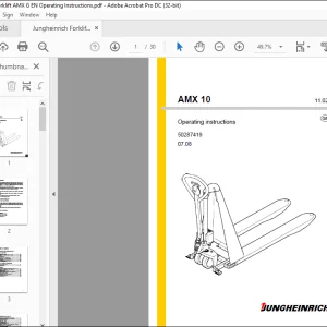 Jungheinrich Forklift AMX 10 Operating Instructions Manual 50287419  - PDF DOWNLOAD