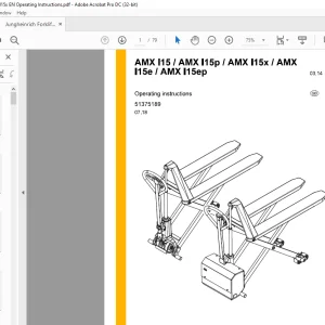 Jungheinrich Forklift AMX 115 AMX I15p AMX I15x AMX I15e AMX I15ep Operating Instructions Manual 51375189 - PDF DOWNLOAD