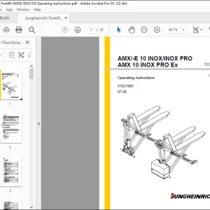 Jungheinrich Forklift AMX -E 10 INOX INOX PRO AMX 10 INOX PRO Ex Operating instructions Manual 51021985 - PDF DOWNLOAD