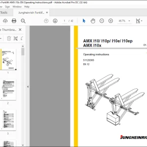 Jungheinrich Forklift AMX I10 I10p I10e I10ep AMX I10x Operating Instructions Manual 51128365 - PDF DOWNLOAD