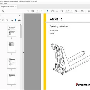 Jungheinrich Forklift AMXE 10 Operating instructions Manual 50287420 - PDF DOWNLOAD