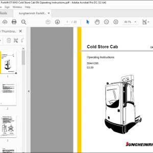 Jungheinrich Forklift Cold Store Cab Operating instructions Manual 50441286  - PDF DOWNLOAD