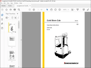 Jungheinrich Forklift Cold Store Cab Operating instructions Manual 50441286 - PDF DOWNLOAD