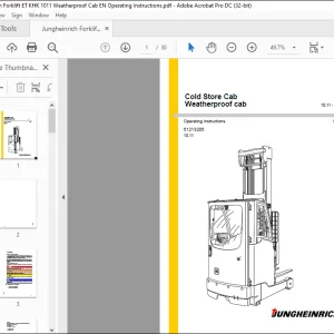 Jungheinrich Forklift Cold Store Cab Weatherproof cab Operating Instructions Manual 51213205 - PDF DOWNLOAD