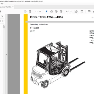 Jungheinrich Forklift DFG 425s DFG 430s DFG 435s TFG 425s TFG 430s TFG 435s Operating Instructions Manual 51158585 - PDF DOWNLOAD