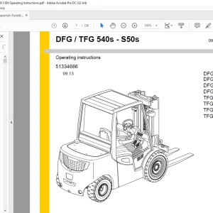 Jungheinrich Forklift DFG 540s DFG 545s DFG 550s DFG S50s TFG 540s TFG 545s TFG 550s TFG Operating instructions Manual 51334666 - PDF DOWNLOAD