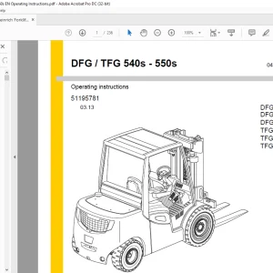 Jungheinrich Forklift DFG 540s DFG 545s DFG 550s TFG 540s TFG 545s TFG 550s Operating Instructions Manual 51195781 - PDF DOWNLOAD
