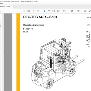 Jungheinrich Forklift DFG 540s TFG 540s DFG 545s TFG 545s DFG 550s TFG 550s DFG S50s TFG S50s Operating Instructions Manual 51486440 - PDF DOWNLOAD