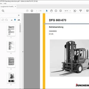 Jungheinrich Forklift DFG 660-670 Betriebsanleitung Manual 50444964 -  PDF DOWNLOAD (German)