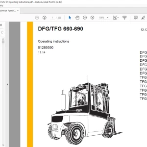 Jungheinrich Forklift DFG 660 DFG 670 DFG 680 DFG 690 DFG S80 DFG S90 TFG 660 TFG 670 TFG 680 TFG 690 TFG S80 TFG S90 Operating instructions Manual 51289390 - PDF DOWNLOAD